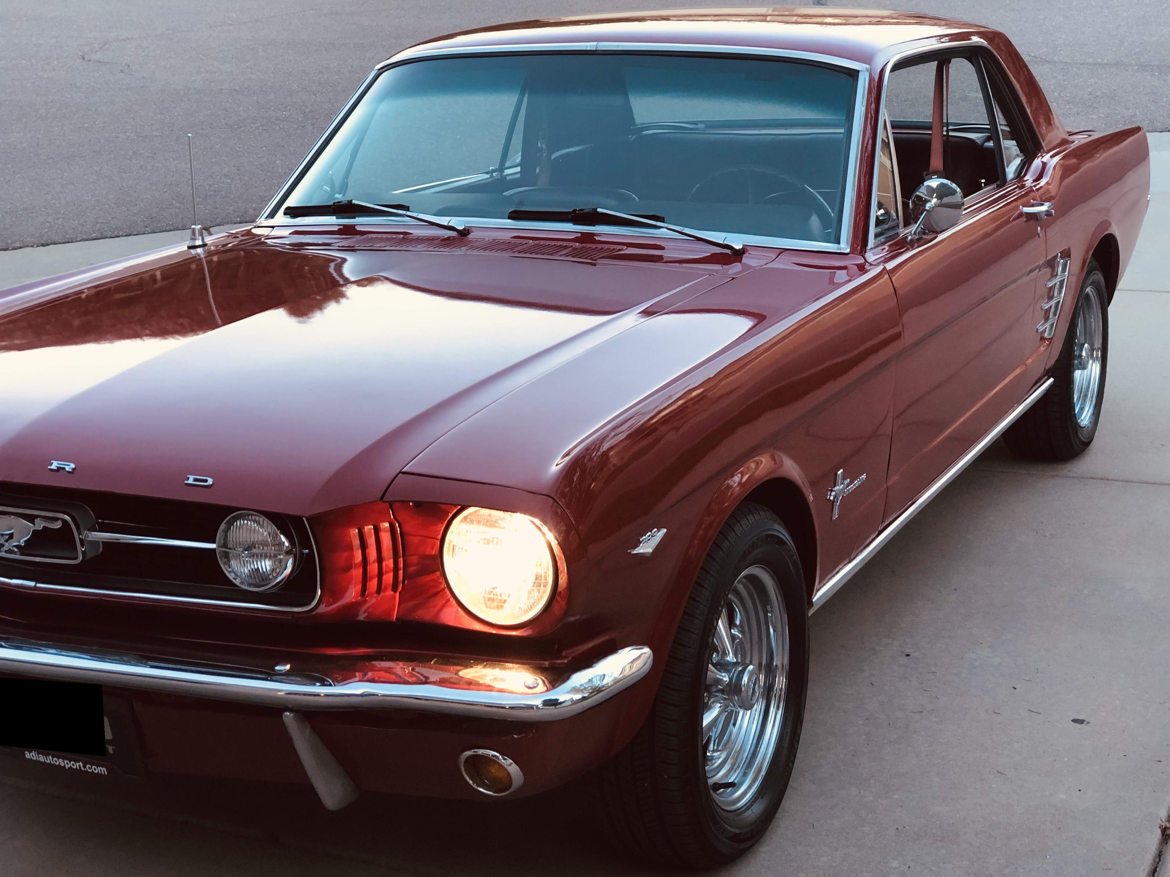 Three-quarter front view of the 1966 Mustang