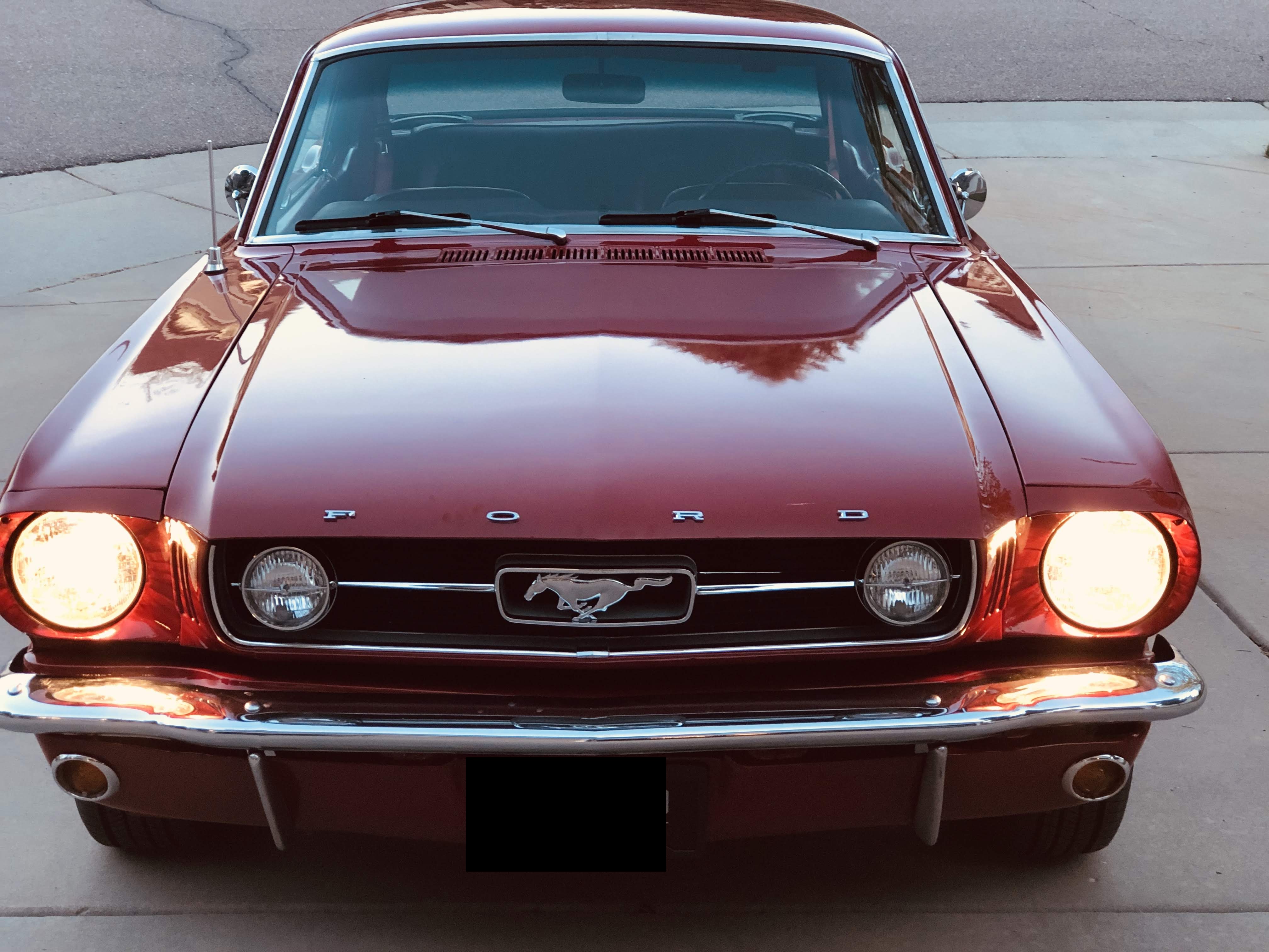 1966 Mustang front end with headlights on
