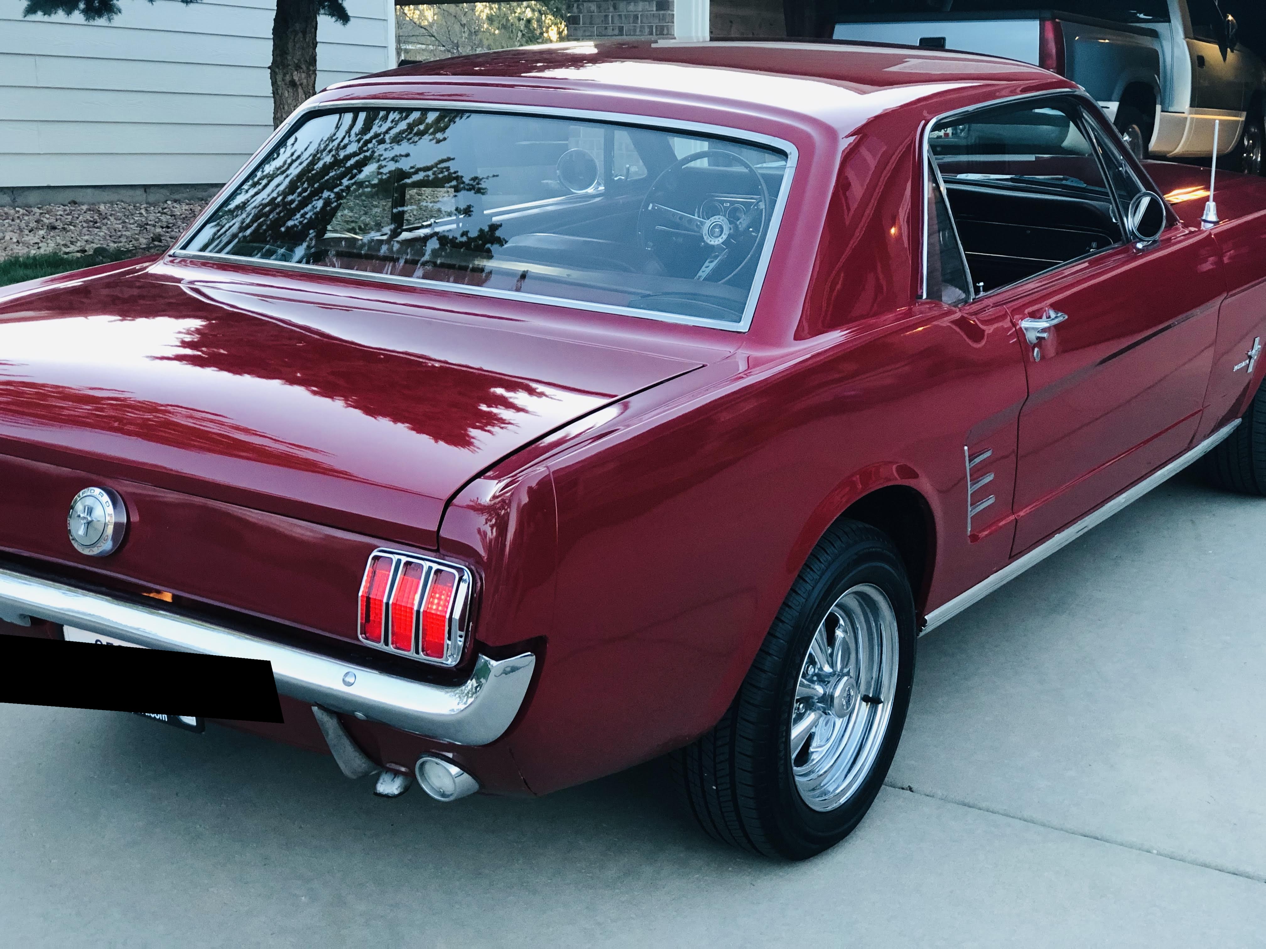 Rear three-quarter view of the 1966 Mustang