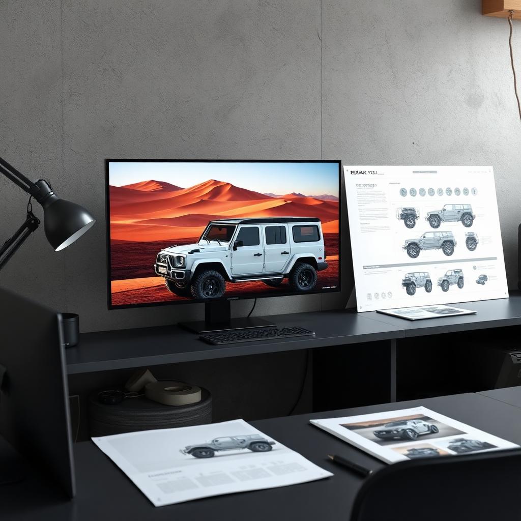 Digital vehicle rendering on a workshop monitor