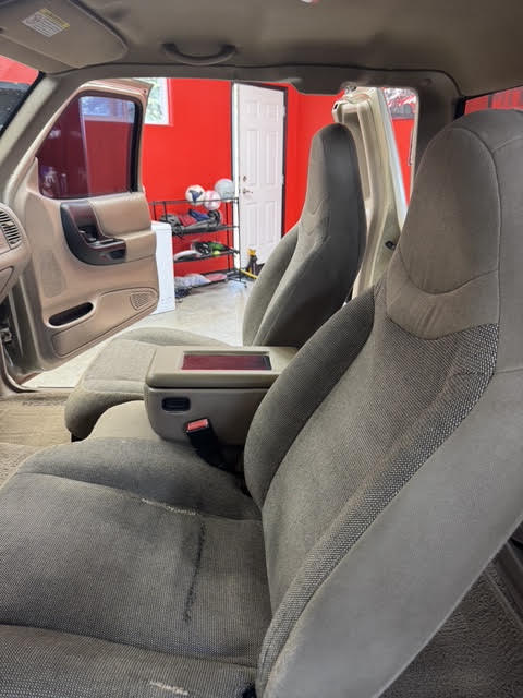 Deep cleaned cloth interior seats and center console
