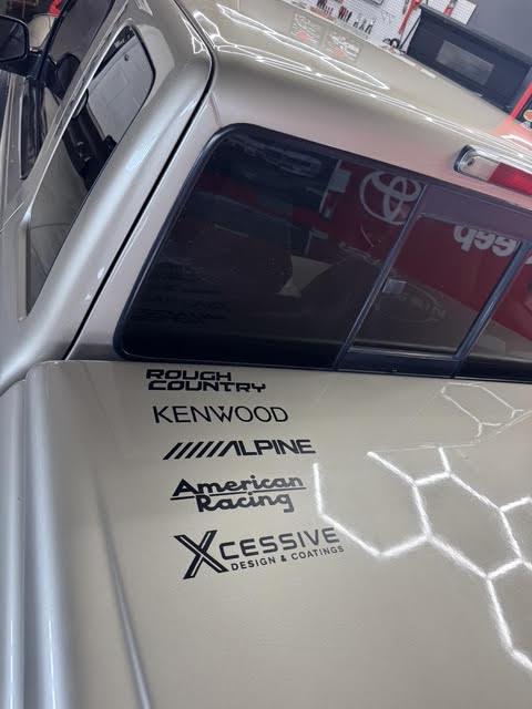 Contributor sponsor decals on the tonneau cover