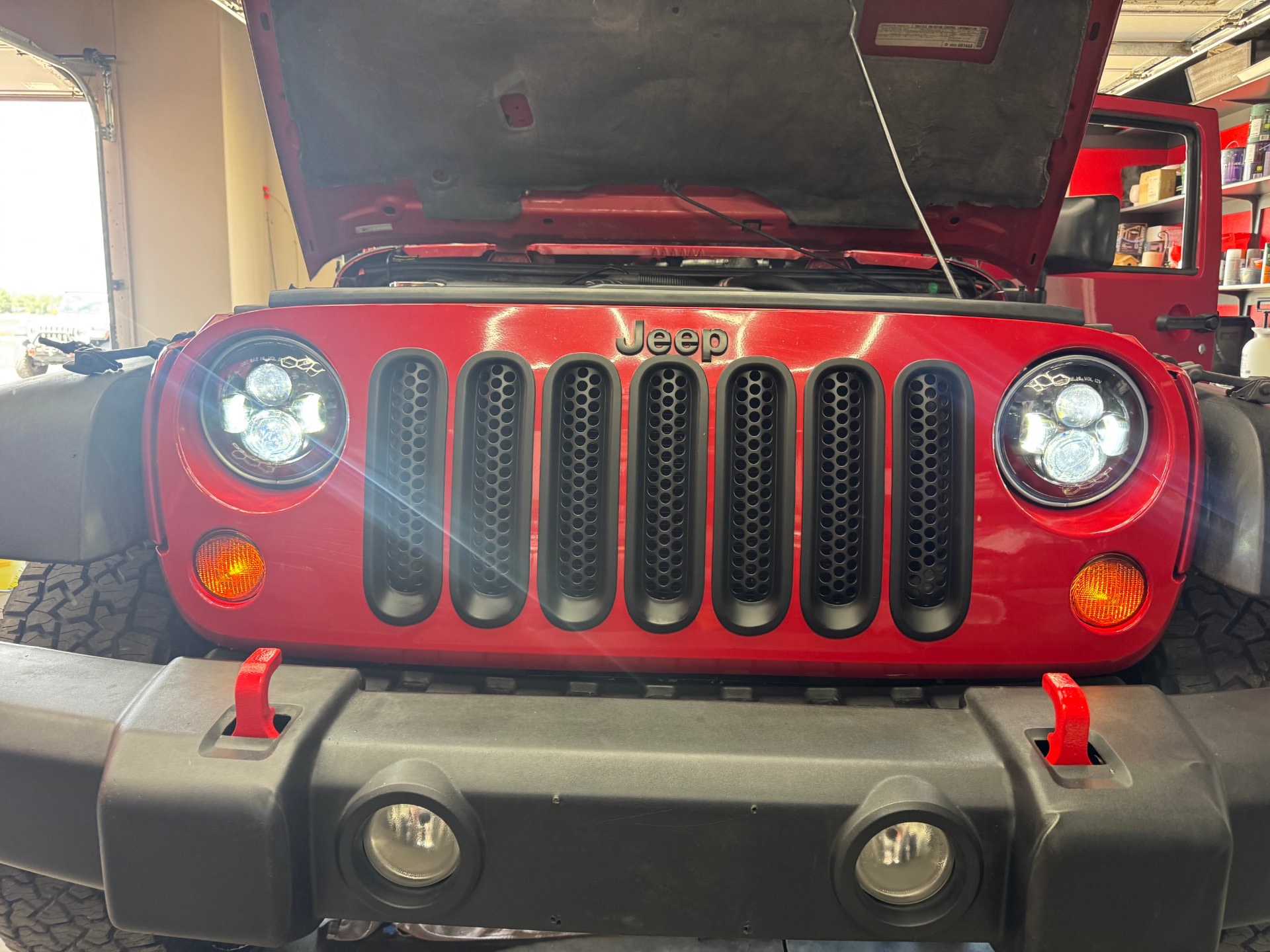 Skadi front grille with LED headlights and hood open