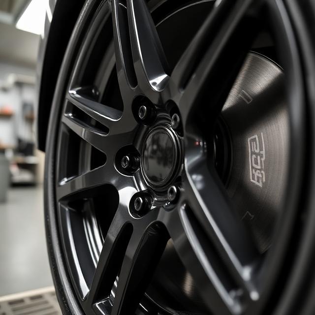 Freshly powder-coated automotive wheel